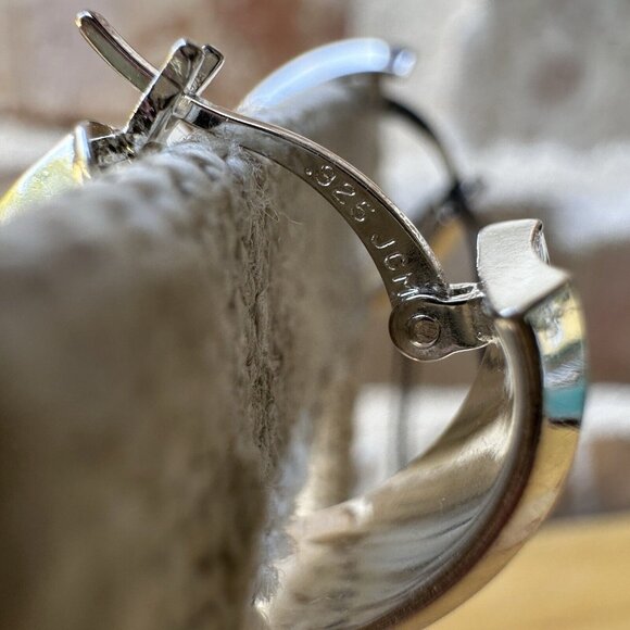 VTG Classic Hoop Earrings 0.75" Leverback Made In DR 925 Sterling‎ 4.4g NWT - Picture 6 of 8